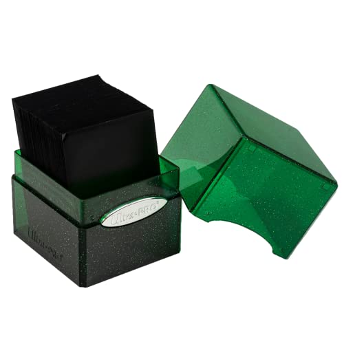 Ultra Pro - Satin Cube 100+ Standard Size Card Deck Box (Green Glitter) - Protect Your Gaming Cards, Sports Cards or Collectible Cards In Stylish Glitter Deck Box