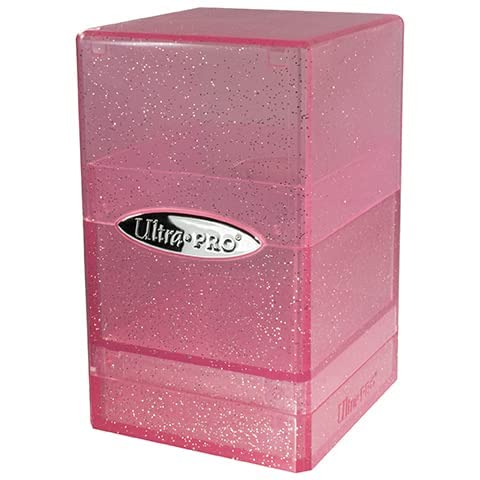 Ultra Pro - Satin Tower 100+ Card Deck Box (Glitter Pink) - Protect Your Gaming Cards, Sports Cards or Collectible Cards In Stylish Glitter Deck Box, Perfect for Safe Traveling