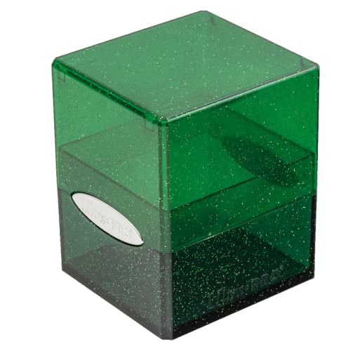 Ultra Pro - Satin Cube 100+ Standard Size Card Deck Box (Green Glitter) - Protect Your Gaming Cards, Sports Cards or Collectible Cards In Stylish Glitter Deck Box