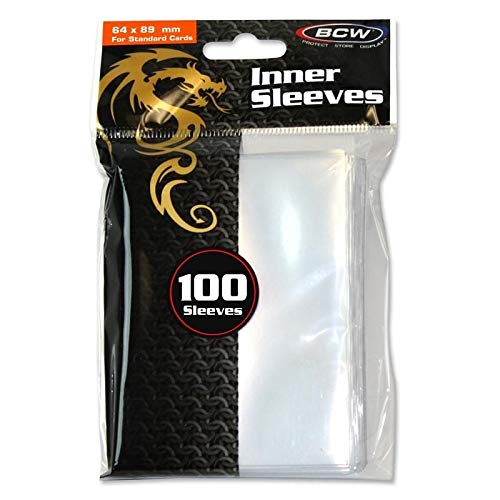 BCW_Supplies BCW 100 Count Standard Size Inner Clear Sleeves,2 Packs