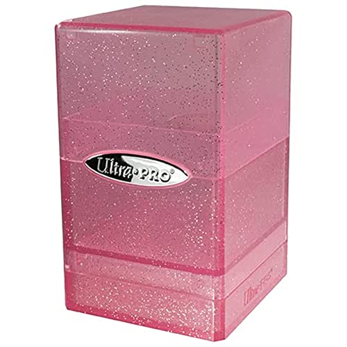 Ultra Pro - Satin Tower 100+ Card Deck Box (Glitter Pink) - Protect Your Gaming Cards, Sports Cards or Collectible Cards In Stylish Glitter Deck Box, Perfect for Safe Traveling