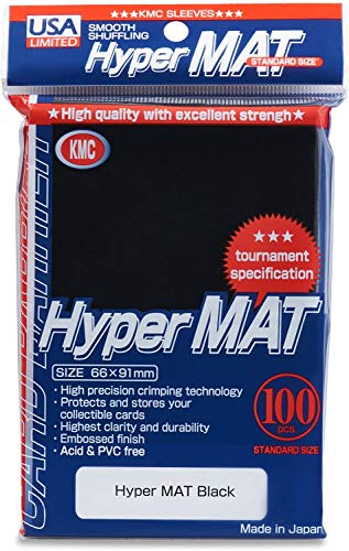 KMC Hyper Matte Black 100-count Standard Size Sleeves Pack [USA Packaging]